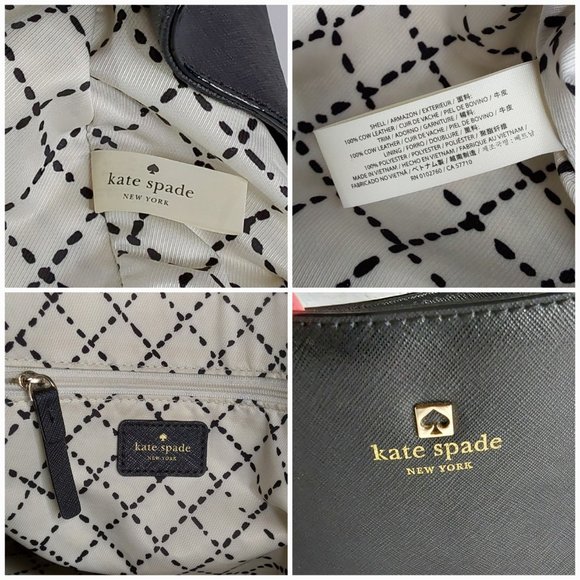 KATE SPADE SAFFIANO LEATHER ADJUSTABLE BUCKLE STRAP LARGE SHOULDER  BAG ONYX - Picture 11 of 16